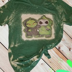 Bleached Bella Canvas shirt. With this cute pair, the Grinch and Skeleton!!!
